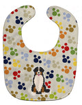 Pawprints Bernese Mountain Dog Baby Bib Easy-Clean Baby Bib Baby Feeding Accessory Baby Mealtime Essential, 10 x 13, Multicolor