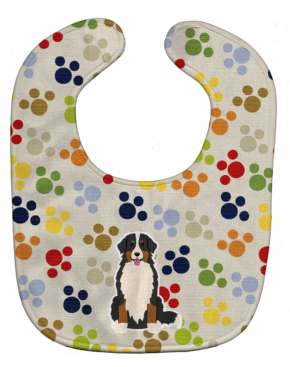 Pawprints Bernese Mountain Dog Baby Bib Easy-Clean Baby Bib Baby Feeding Accessory Baby Mealtime Essential, 10 x 13, Multicolor