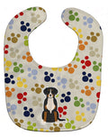 Pawprints Greater Swiss Mountain Dog Baby Bib Easy-Clean Baby Bib Baby Feeding Accessory Baby Mealtime Essential, 10 x 13, Multicolor