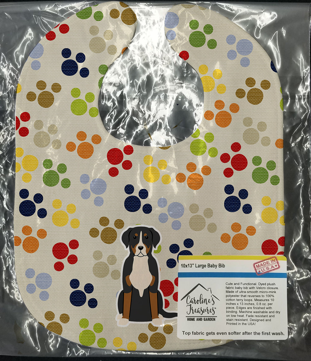 Pawprints Greater Swiss Mountain Dog Baby Bib Easy-Clean Baby Bib Baby Feeding Accessory Baby Mealtime Essential, 10 x 13, Multicolor