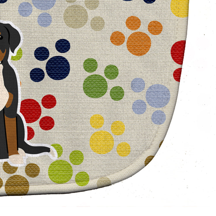 Pawprints Greater Swiss Mountain Dog Baby Bib Easy-Clean Baby Bib Baby Feeding Accessory Baby Mealtime Essential, 10 x 13, Multicolor