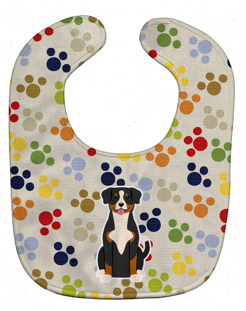 Pawprints Entlebucher Baby Bib Easy-Clean Baby Bib Baby Feeding Accessory Baby Mealtime Essential, 10 x 13, Multicolor