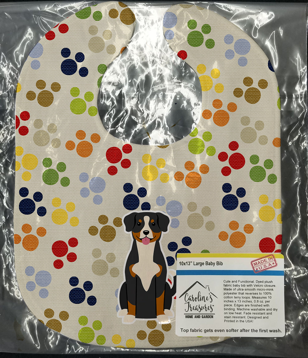 Pawprints Entlebucher Baby Bib Easy-Clean Baby Bib Baby Feeding Accessory Baby Mealtime Essential, 10 x 13, Multicolor