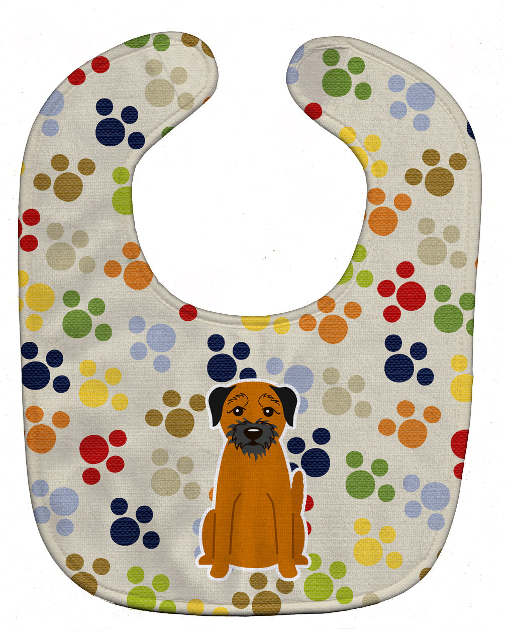 Pawprints Border Terrier Baby Bib Easy-Clean Baby Bib Baby Feeding Accessory Baby Mealtime Essential, 10 x 13, Multicolor