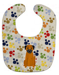 Pawprints Border Terrier Baby Bib Easy-Clean Baby Bib Baby Feeding Accessory Baby Mealtime Essential, 10 x 13, Multicolor
