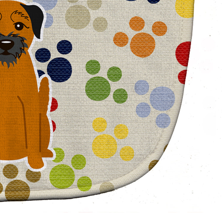 Pawprints Border Terrier Baby Bib Easy-Clean Baby Bib Baby Feeding Accessory Baby Mealtime Essential, 10 x 13, Multicolor