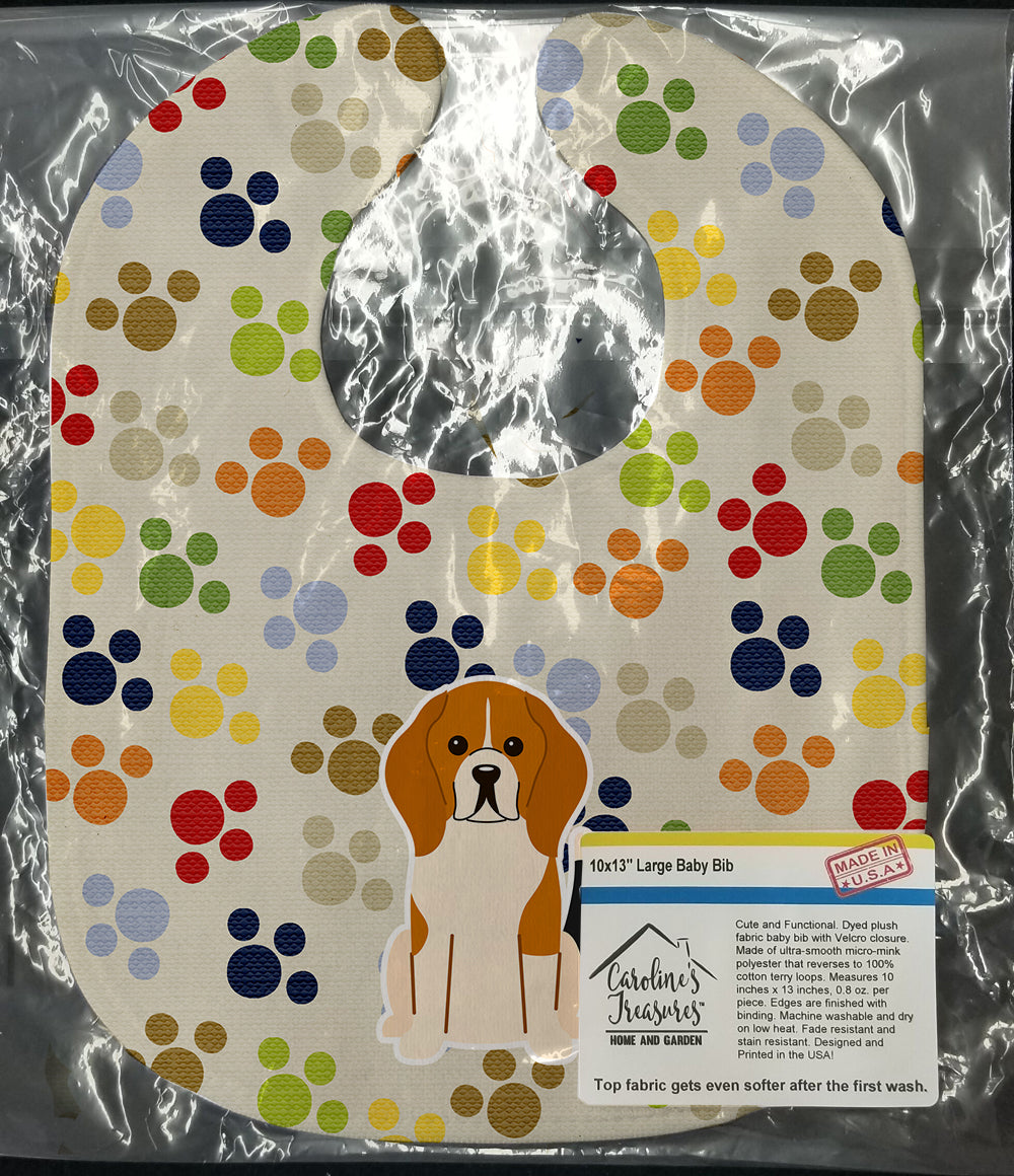 Pawprints Beagle Tricolor Baby Bib Easy-Clean Baby Bib Baby Feeding Accessory Baby Mealtime Essential, 10 x 13, Multicolor