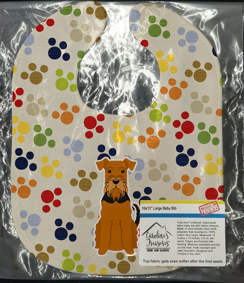 Pawprints Airedale Baby Bib Easy-Clean Baby Bib Baby Feeding Accessory Baby Mealtime Essential, 10 x 13, Multicolor