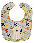 Pawprints Westie Baby Bib Easy-Clean Baby Bib Baby Feeding Accessory Baby Mealtime Essential, 10 x 13, Multicolor