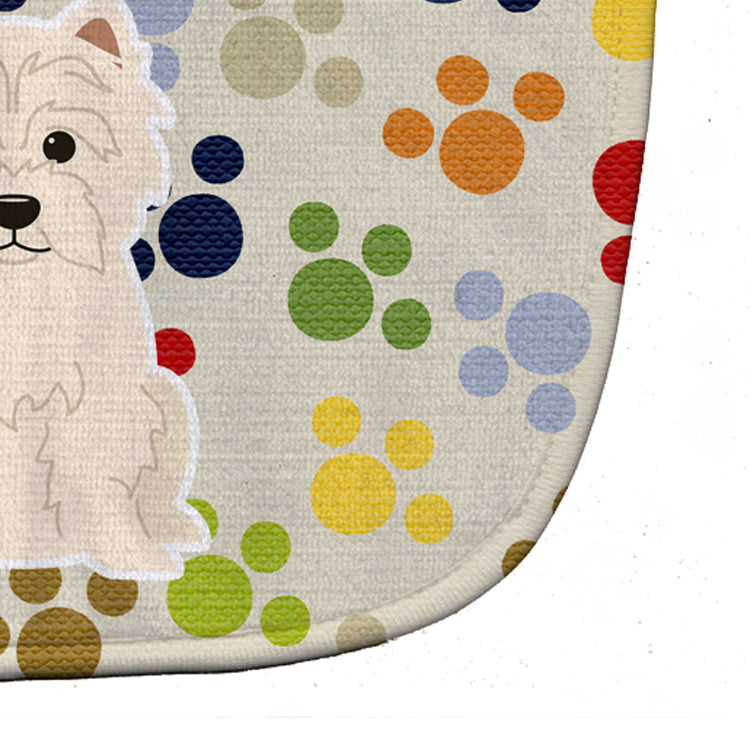 Pawprints Westie Baby Bib Easy-Clean Baby Bib Baby Feeding Accessory Baby Mealtime Essential, 10 x 13, Multicolor