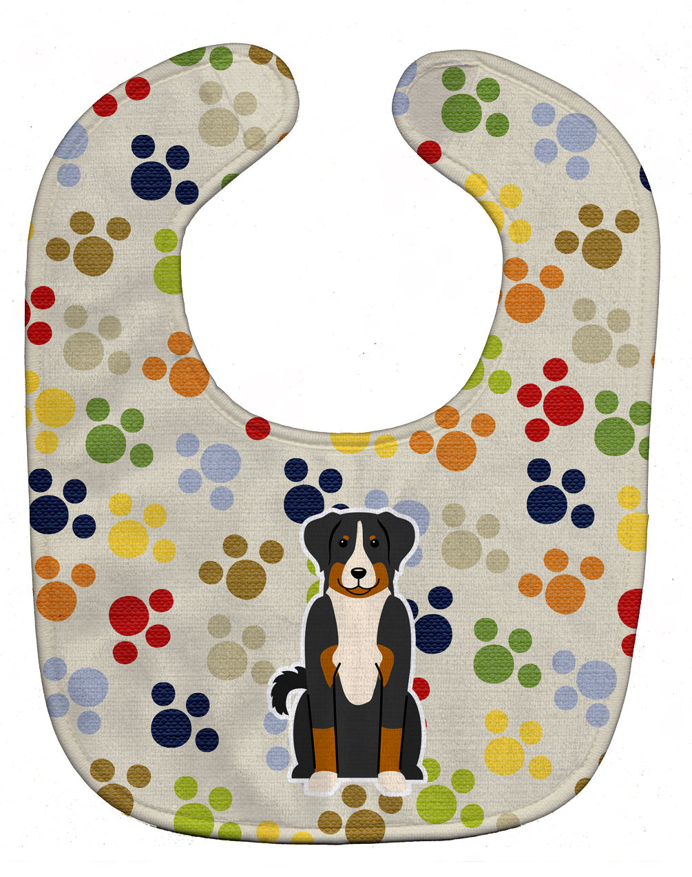 Pawprints Appenzeller Sennenhund Baby Bib Easy-Clean Baby Bib Baby Feeding Accessory Baby Mealtime Essential, 10 x 13, Multicolor
