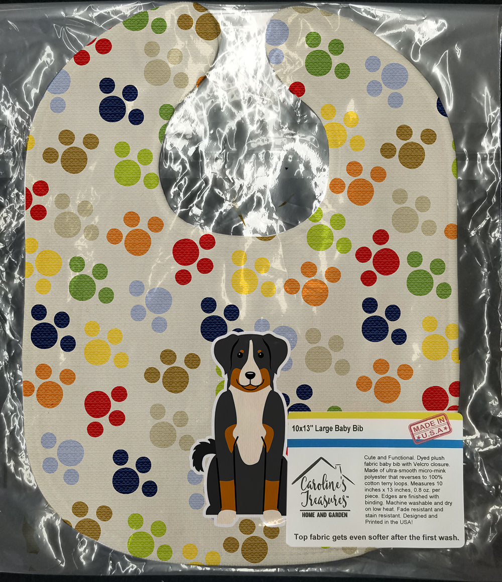 Pawprints Appenzeller Sennenhund Baby Bib Easy-Clean Baby Bib Baby Feeding Accessory Baby Mealtime Essential, 10 x 13, Multicolor