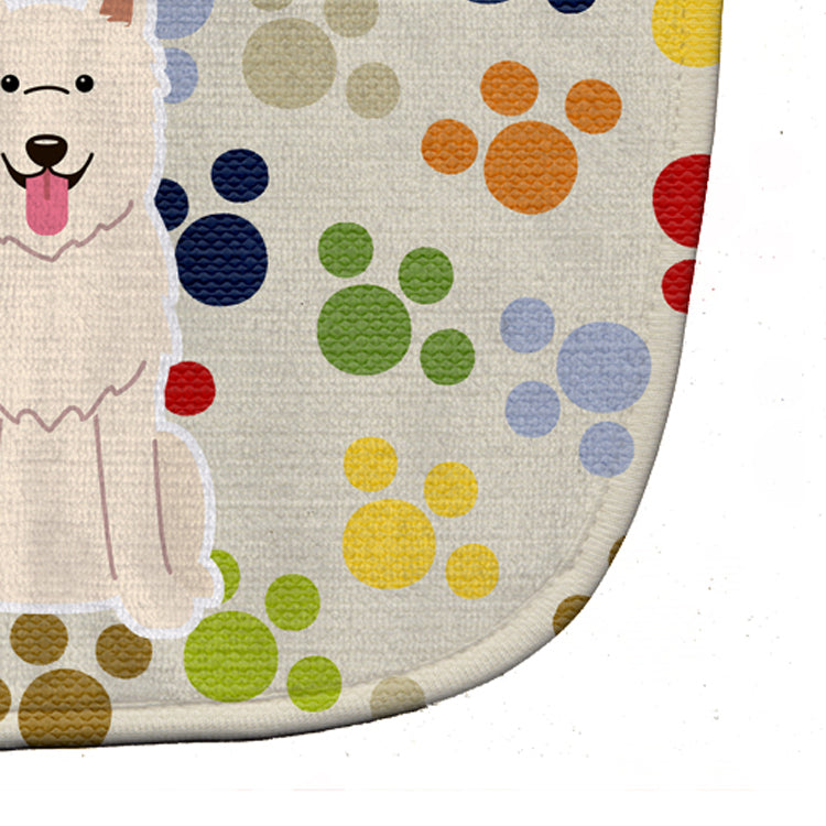 Pawprints White German Shepherd Baby Bib Easy-Clean Baby Bib Baby Feeding Accessory Baby Mealtime Essential, 10 x 13, Multicolor