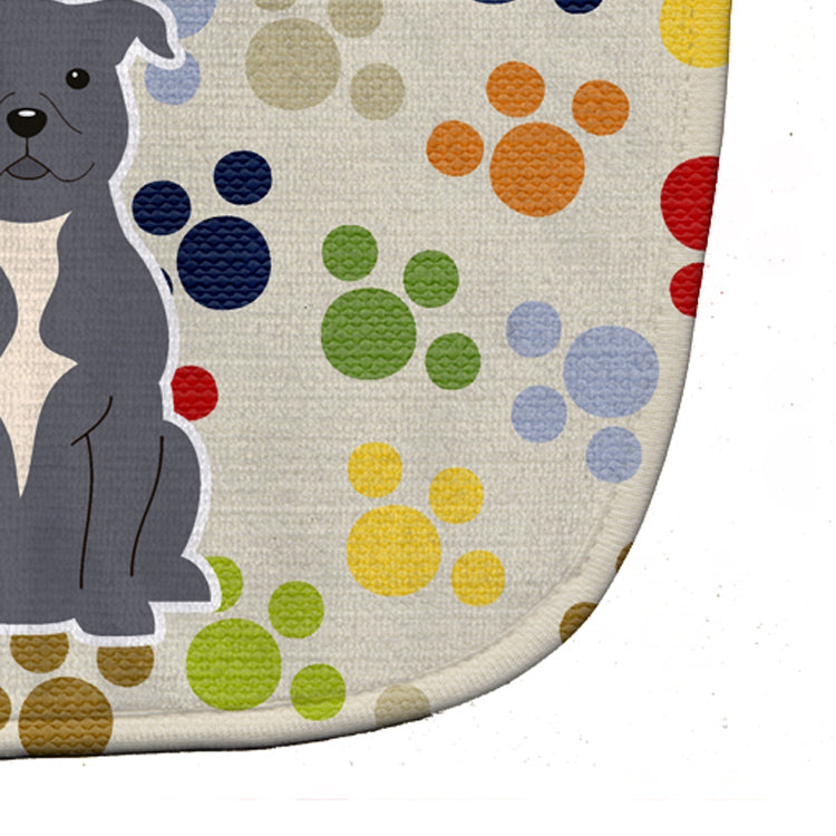 Pawprints Staffordshire Bull Terrier Blue Baby Bib Easy-Clean Baby Bib Baby Feeding Accessory Baby Mealtime Essential, 10 x 13, Multicolor