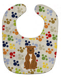Pawprints Staffordshire Bull Terrier Brown Baby Bib Easy-Clean Baby Bib Baby Feeding Accessory Baby Mealtime Essential, 10 x 13, Multicolor