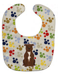 Pawprints Staffordshire Bull Terrier Chocolate Baby Bib Easy-Clean Baby Bib Baby Feeding Accessory Baby Mealtime Essential, 10 x 13, Multicolor