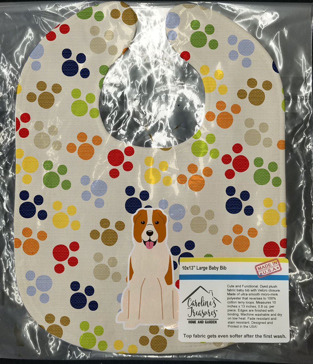 Pawprints Central Asian Shepherd Dog Baby Bib Easy-Clean Baby Bib Baby Feeding Accessory Baby Mealtime Essential, 10 x 13, Multicolor