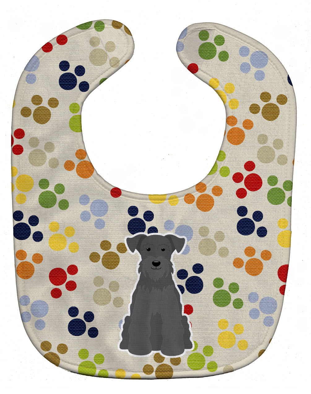 Pawprints Miniature Schnauzer Black Baby Bib Easy-Clean Baby Bib Baby Feeding Accessory Baby Mealtime Essential, 10 x 13, Multicolor