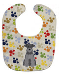 Pawprints Miniature Schnauzer Black Silver Baby Bib Easy-Clean Baby Bib Baby Feeding Accessory Baby Mealtime Essential, 10 x 13, Multicolor