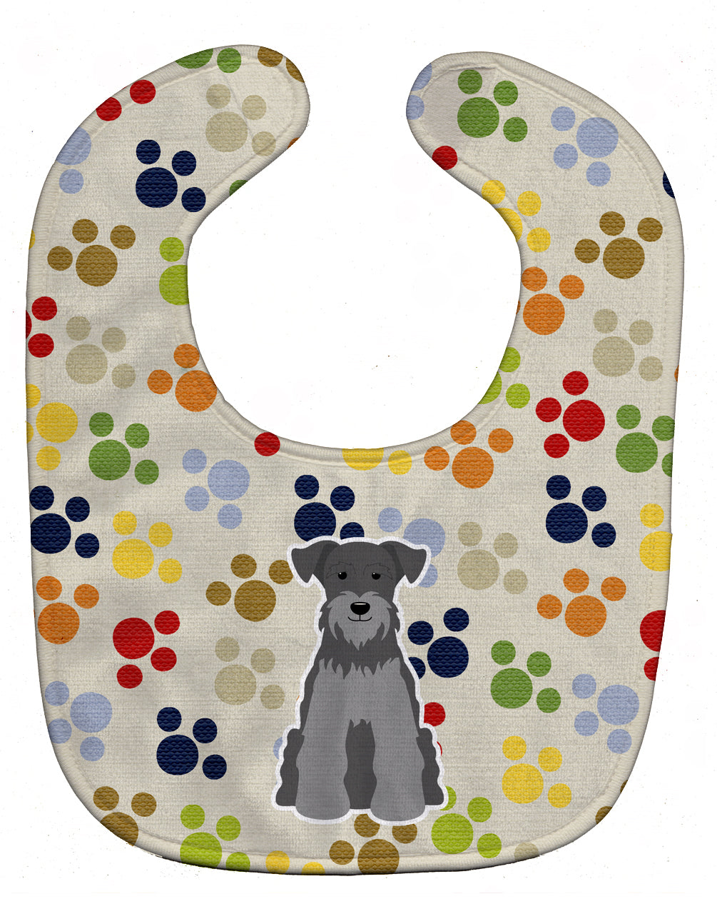 Pawprints Miniature Schnauzer Black Silver Baby Bib Easy-Clean Baby Bib Baby Feeding Accessory Baby Mealtime Essential, 10 x 13, Multicolor