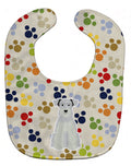 Pawprints Miniature Schnauzer White Baby Bib Easy-Clean Baby Bib Baby Feeding Accessory Baby Mealtime Essential, 10 x 13, Multicolor