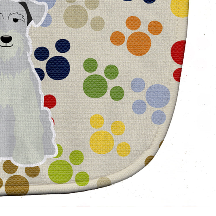 Pawprints Miniature Schnauzer White Baby Bib Easy-Clean Baby Bib Baby Feeding Accessory Baby Mealtime Essential, 10 x 13, Multicolor
