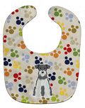 Pawprints Miniature Schnauzer Salt and Pepper Baby Bib Easy-Clean Baby Bib Baby Feeding Accessory Baby Mealtime Essential, 10 x 13, Multicolor