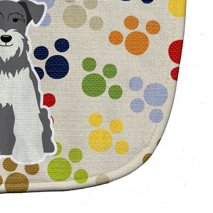 Pawprints Miniature Schnauzer Salt and Pepper Baby Bib Easy-Clean Baby Bib Baby Feeding Accessory Baby Mealtime Essential, 10 x 13, Multicolor