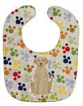 Pawprints Yellow Labrador Baby Bib Easy-Clean Baby Bib Baby Feeding Accessory Baby Mealtime Essential, 10 x 13, Multicolor