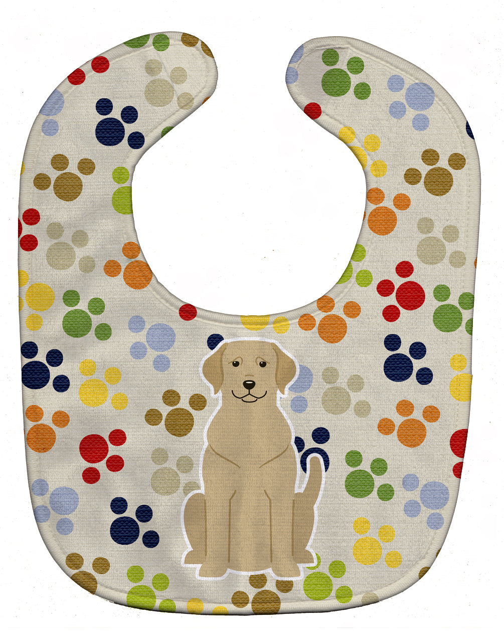 Pawprints Yellow Labrador Baby Bib Easy-Clean Baby Bib Baby Feeding Accessory Baby Mealtime Essential, 10 x 13, Multicolor