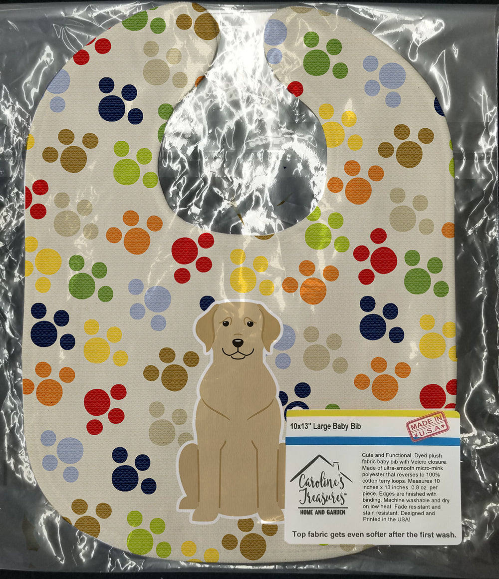Pawprints Yellow Labrador Baby Bib Easy-Clean Baby Bib Baby Feeding Accessory Baby Mealtime Essential, 10 x 13, Multicolor