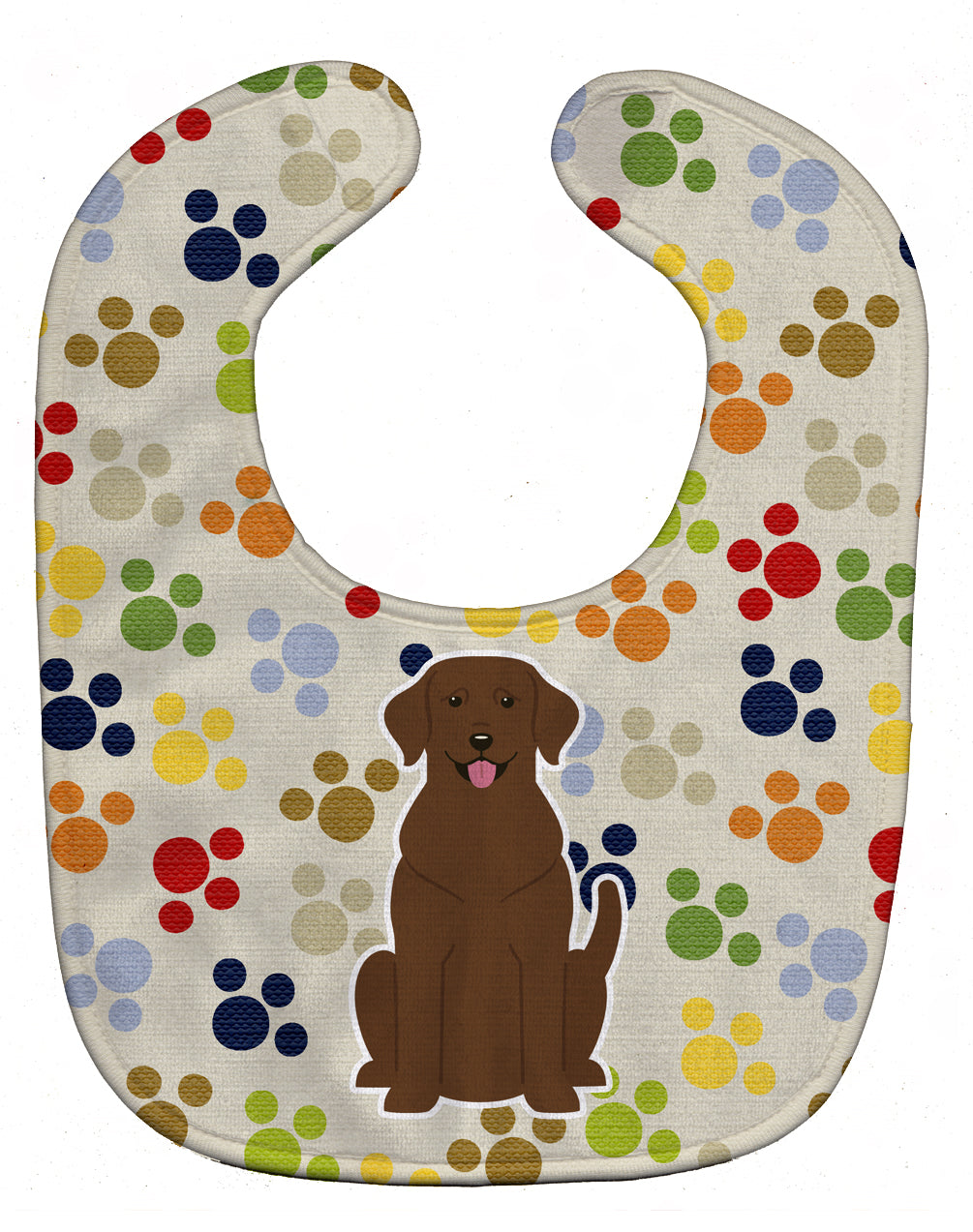 Pawprints Chocolate Labrador Baby Bib Easy-Clean Baby Bib Baby Feeding Accessory Baby Mealtime Essential, 10 x 13, Multicolor