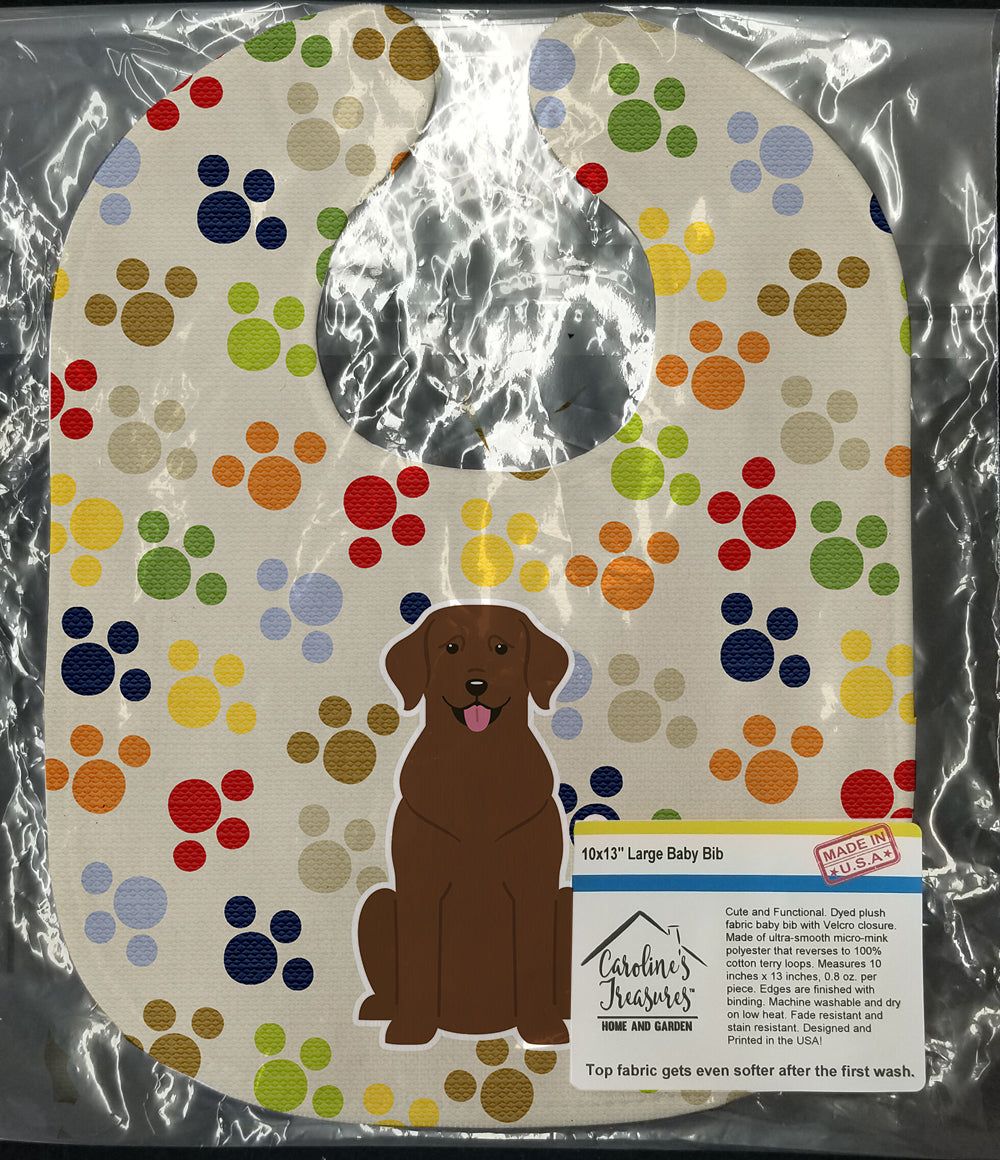Pawprints Chocolate Labrador Baby Bib Easy-Clean Baby Bib Baby Feeding Accessory Baby Mealtime Essential, 10 x 13, Multicolor