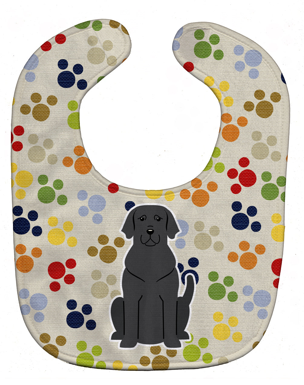 Pawprints Black Labrador Baby Bib Easy-Clean Baby Bib Baby Feeding Accessory Baby Mealtime Essential, 10 x 13, Multicolor