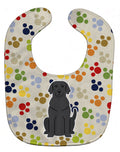 Pawprints Black Labrador Baby Bib Easy-Clean Baby Bib Baby Feeding Accessory Baby Mealtime Essential, 10 x 13, Multicolor