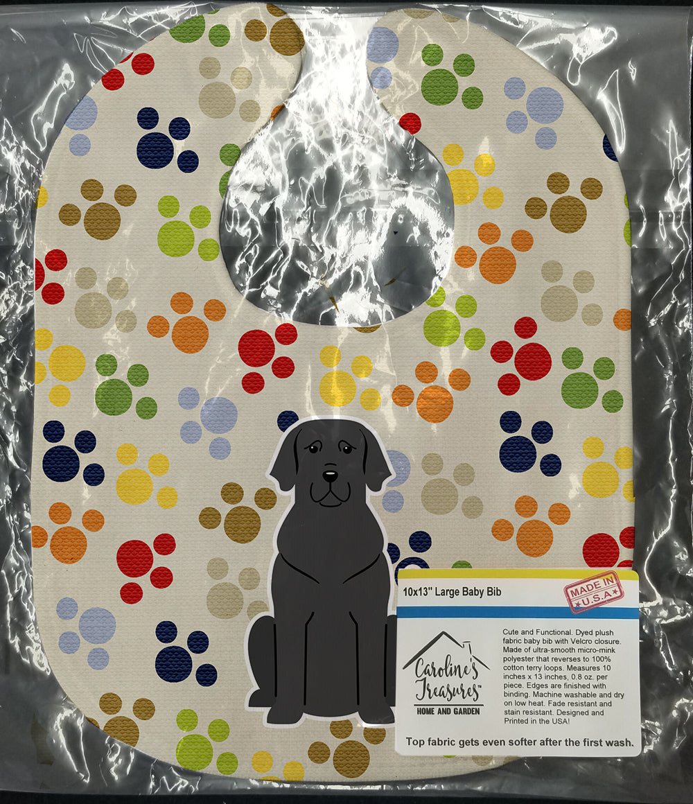 Pawprints Black Labrador Baby Bib Easy-Clean Baby Bib Baby Feeding Accessory Baby Mealtime Essential, 10 x 13, Multicolor