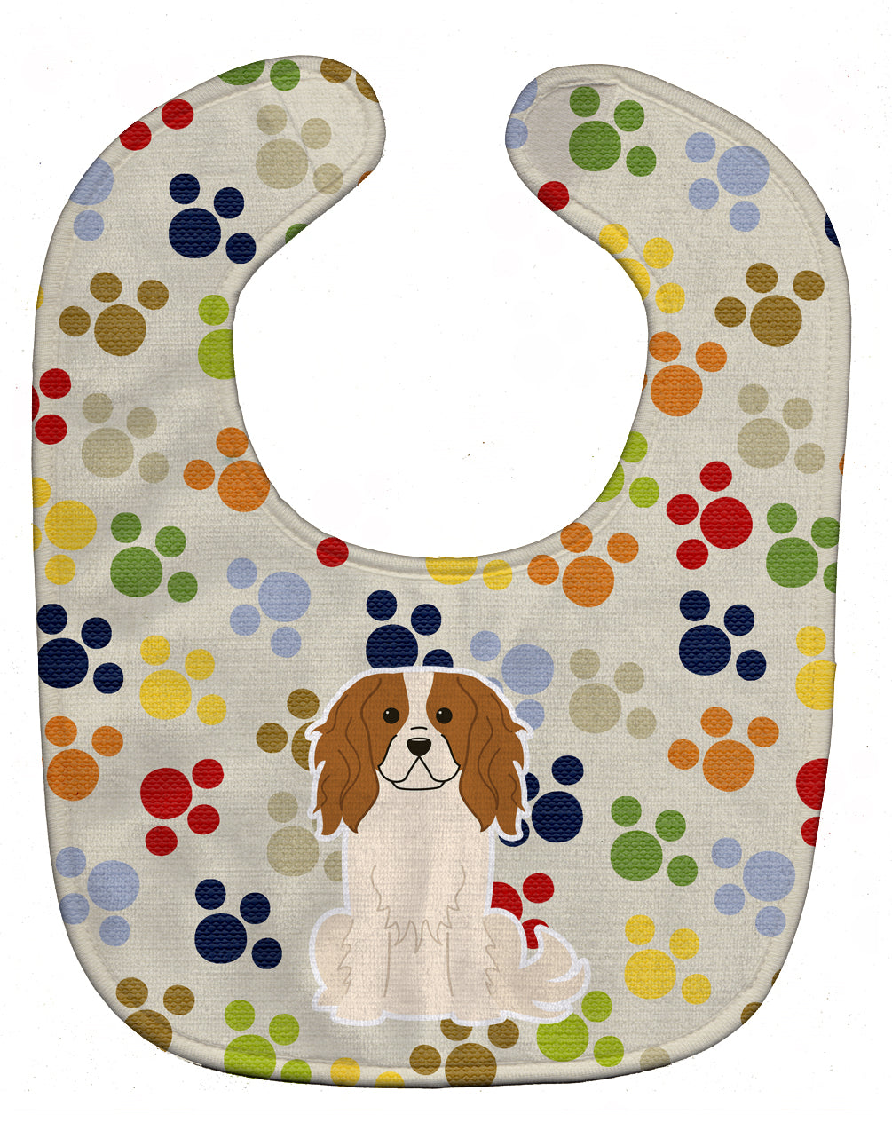 Pawprints Cavalier Spaniel Baby Bib Easy-Clean Baby Bib Baby Feeding Accessory Baby Mealtime Essential, 10 x 13, Multicolor