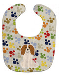 Pawprints Cavalier Spaniel Baby Bib Easy-Clean Baby Bib Baby Feeding Accessory Baby Mealtime Essential, 10 x 13, Multicolor