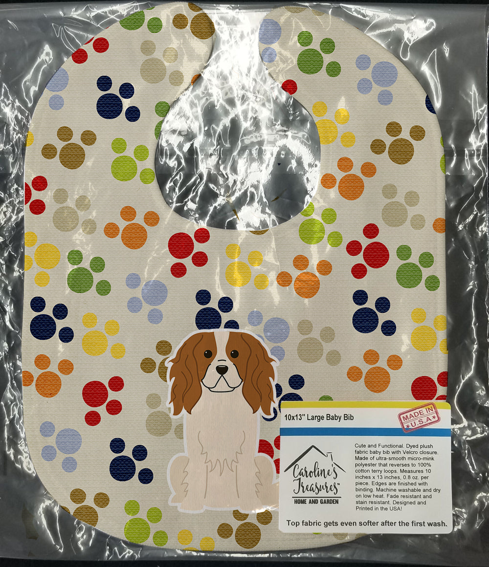 Pawprints Cavalier Spaniel Baby Bib Easy-Clean Baby Bib Baby Feeding Accessory Baby Mealtime Essential, 10 x 13, Multicolor