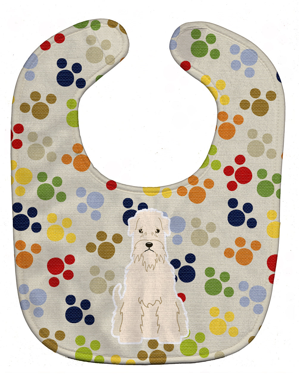 Pawprints Soft Coated Wheaten Terrier Baby Bib Easy-Clean Baby Bib Baby Feeding Accessory Baby Mealtime Essential, 10 x 13, Multicolor
