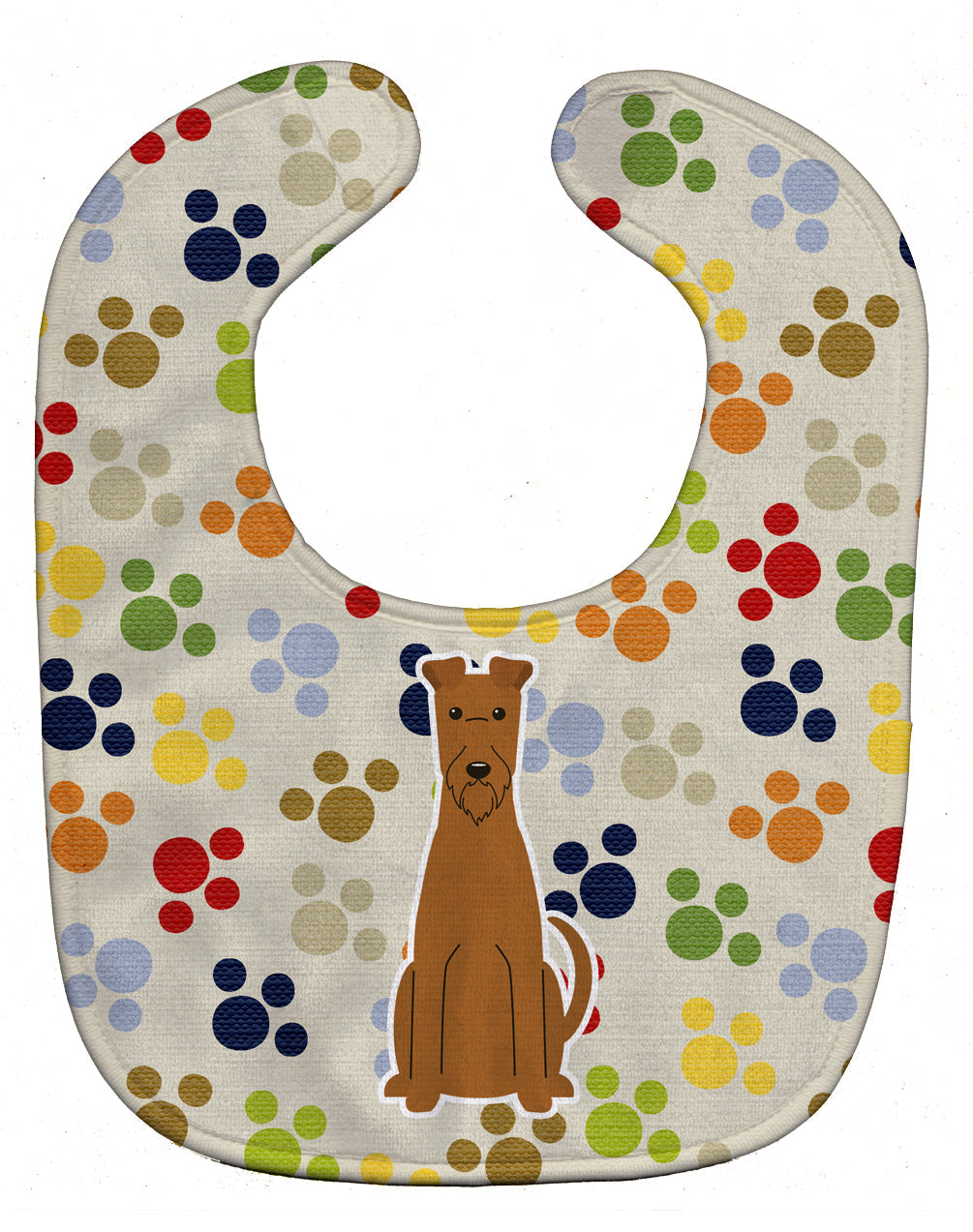 Pawprints Irish Terrier Baby Bib Easy-Clean Baby Bib Baby Feeding Accessory Baby Mealtime Essential, 10 x 13, Multicolor
