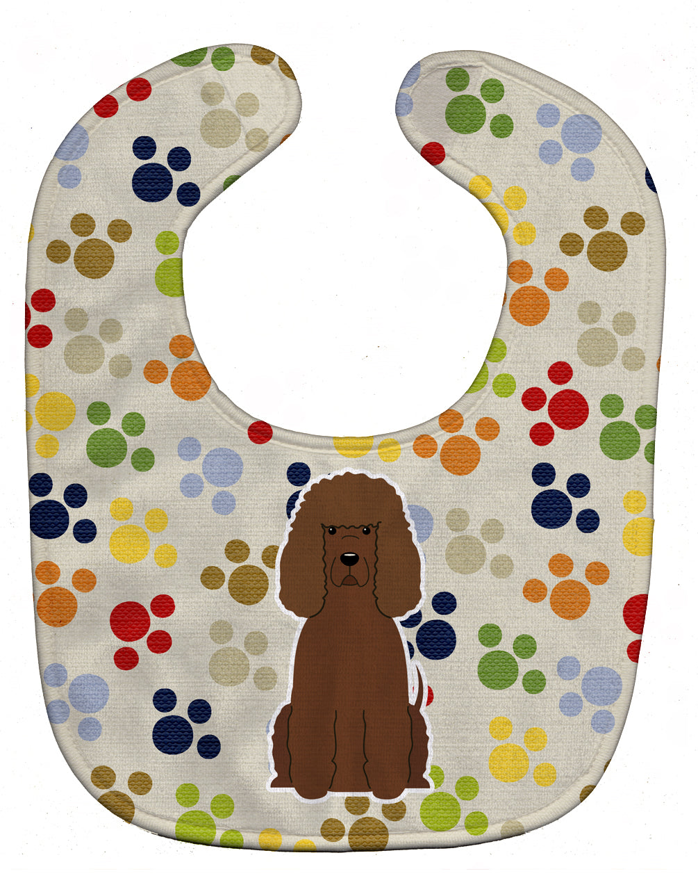 Pawprints Irish Water Spaniel Baby Bib Easy-Clean Baby Bib Baby Feeding Accessory Baby Mealtime Essential, 10 x 13, Multicolor