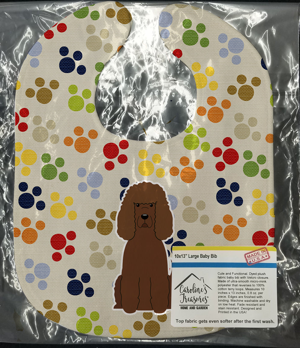 Pawprints Irish Water Spaniel Baby Bib Easy-Clean Baby Bib Baby Feeding Accessory Baby Mealtime Essential, 10 x 13, Multicolor