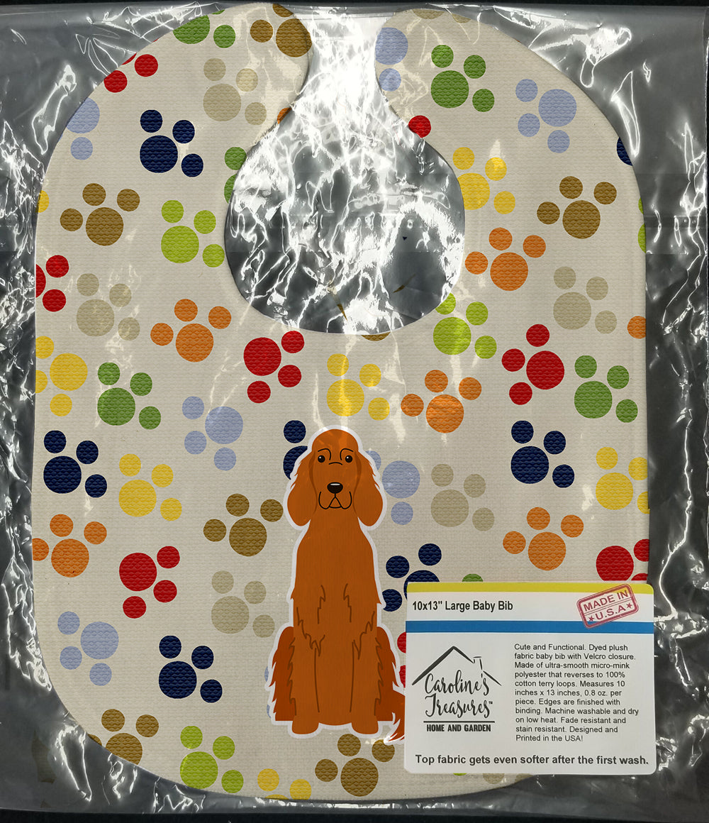 Pawprints Irish Setter Baby Bib Easy-Clean Baby Bib Baby Feeding Accessory Baby Mealtime Essential, 10 x 13, Multicolor