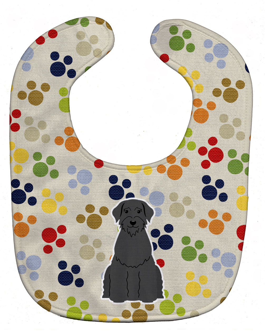 Pawprints Giant Schnauzer Baby Bib Easy-Clean Baby Bib Baby Feeding Accessory Baby Mealtime Essential, 10 x 13, Multicolor