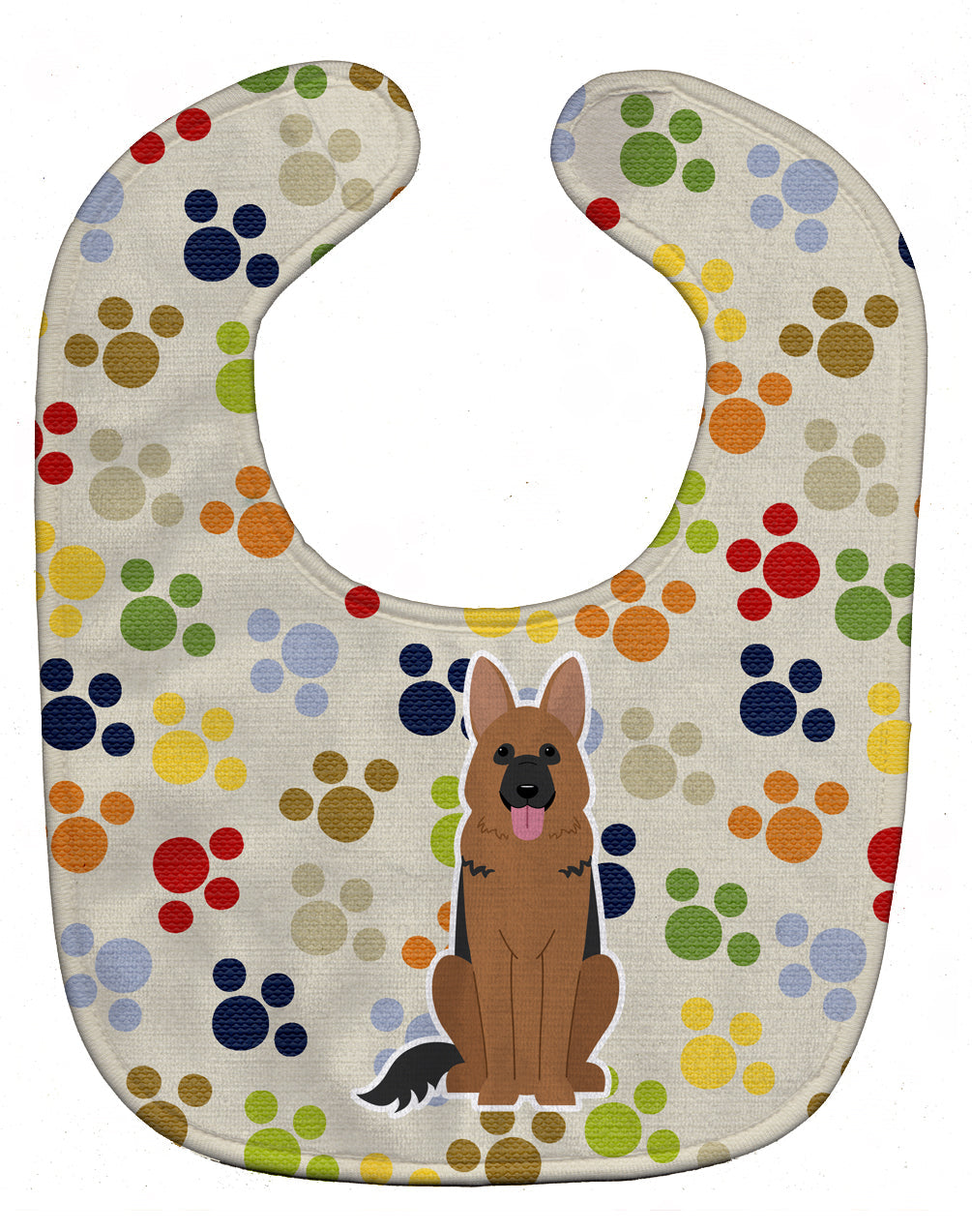 Pawprints German Shepherd Baby Bib Easy-Clean Baby Bib Baby Feeding Accessory Baby Mealtime Essential, 10 x 13, Multicolor