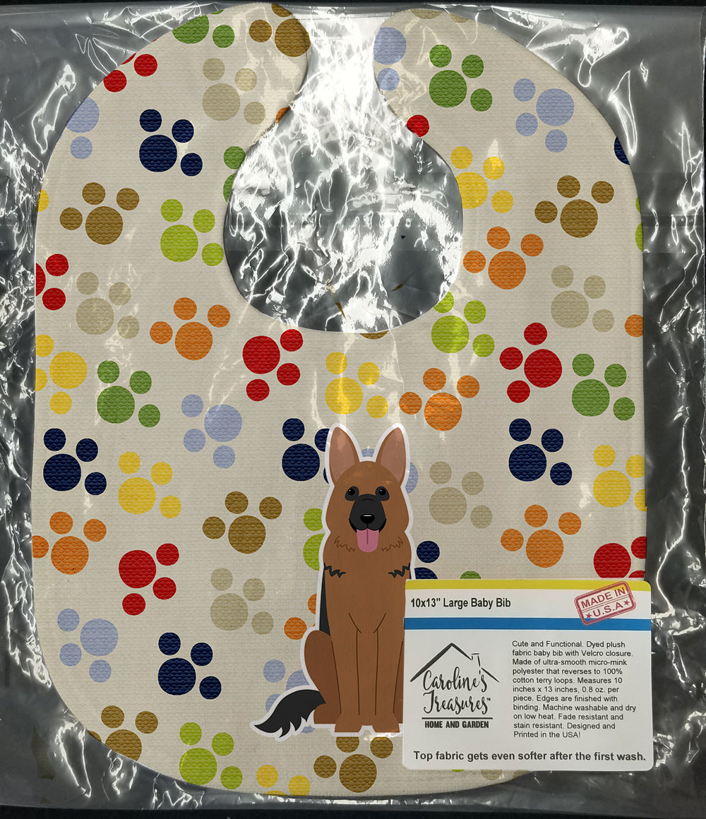 Pawprints German Shepherd Baby Bib Easy-Clean Baby Bib Baby Feeding Accessory Baby Mealtime Essential, 10 x 13, Multicolor