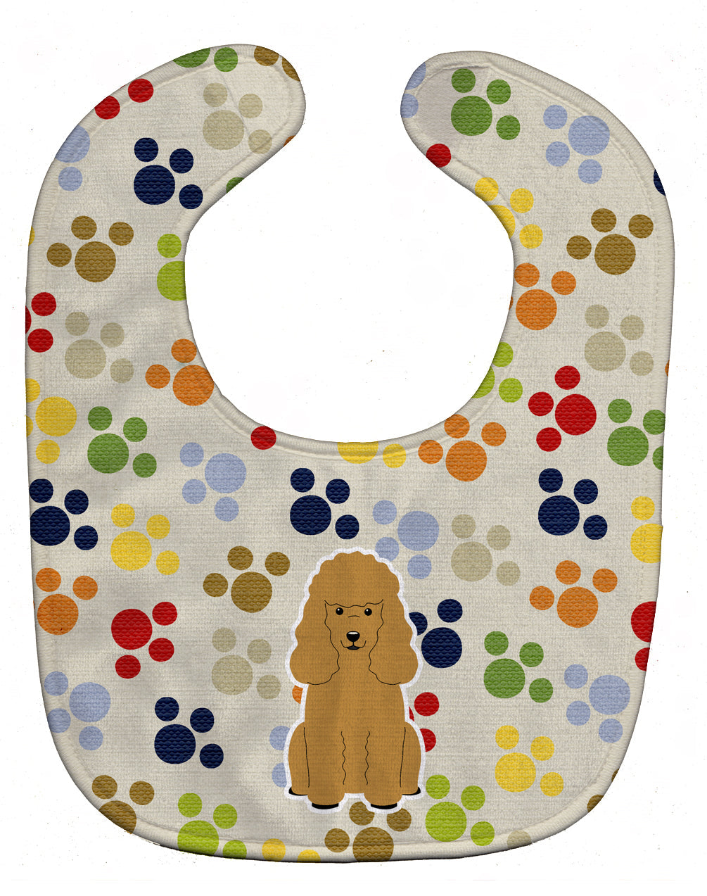 Pawprints Poodle Tan Baby Bib Easy-Clean Baby Bib Baby Feeding Accessory Baby Mealtime Essential, 10 x 13, Multicolor