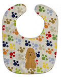 Pawprints Poodle Tan Baby Bib Easy-Clean Baby Bib Baby Feeding Accessory Baby Mealtime Essential, 10 x 13, Multicolor