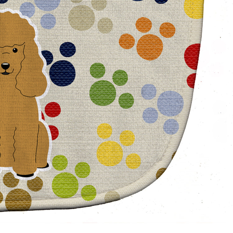 Pawprints Poodle Tan Baby Bib Easy-Clean Baby Bib Baby Feeding Accessory Baby Mealtime Essential, 10 x 13, Multicolor